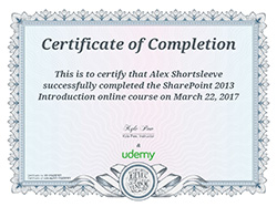 Sharepoint Intro certificate