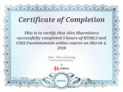 HTML5/CSS3 certificate