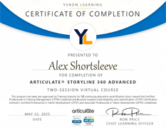 Articulate Storyline 360 Advanced Certificate